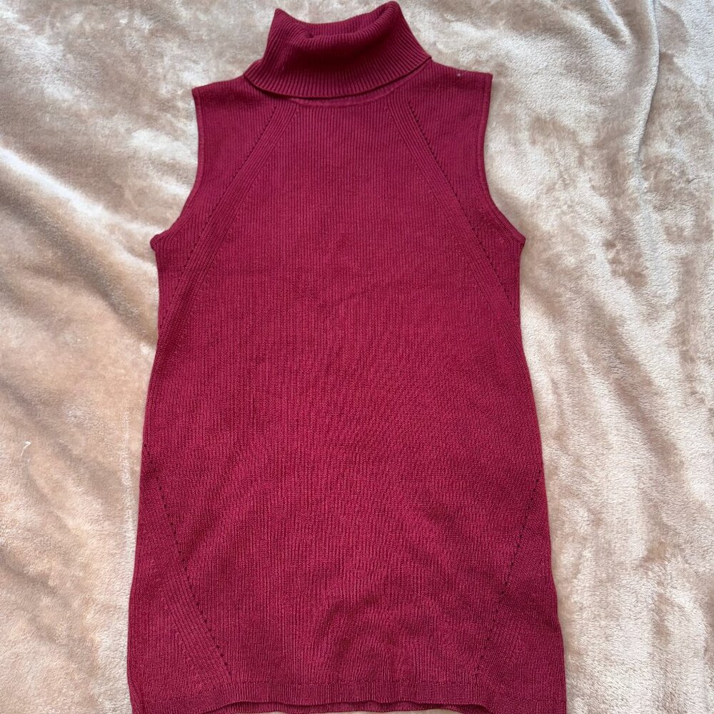 Premise Burgundy Sleeveless Turtleneck Top